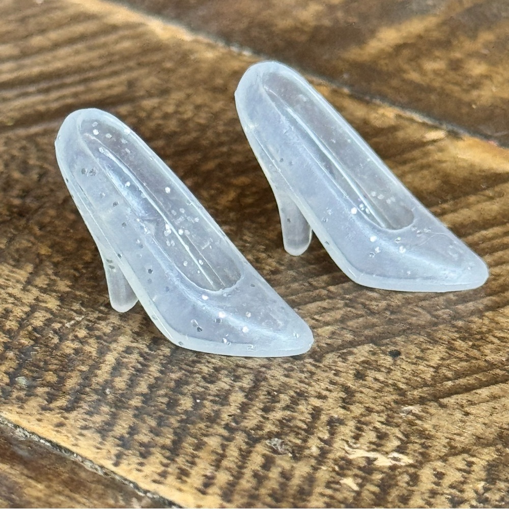 Vintage Barbie Clear Silver Sparkle Glitter Pumps High Heels